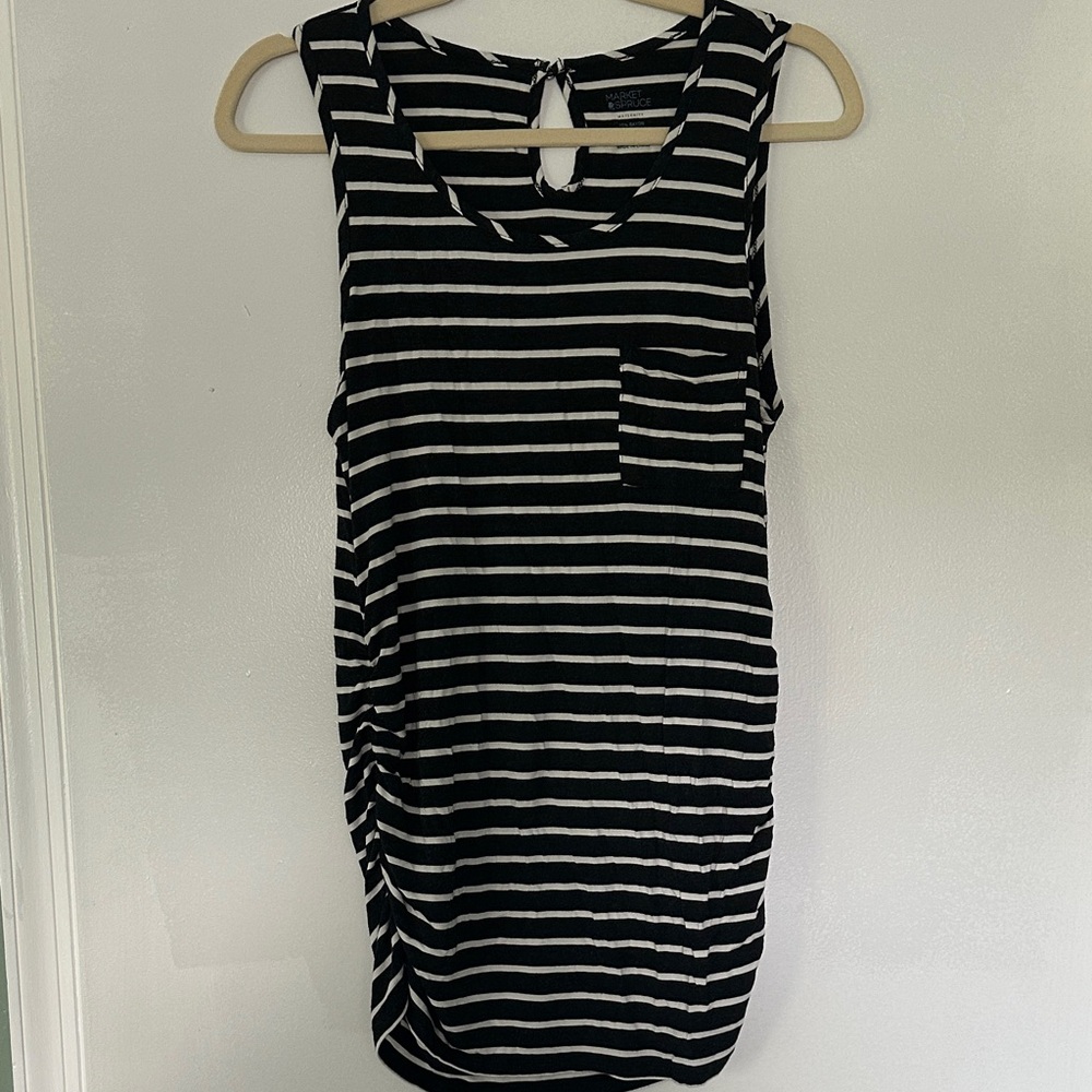 Black and White Striped Maternity Sleeveless Top